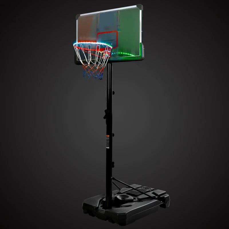 Portable Basketball Hoop Basketball System 6.6-10Ft Height Adjustment for Youth Adults LED Basketball Hoop Lights Colorful Light