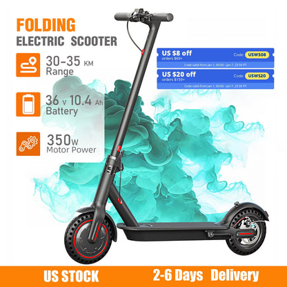 350W Foldable Electric Scooter for Adults Teens,Explosion-Proof Tires,Dual Brake System Lightweight High Quality E-Scooter